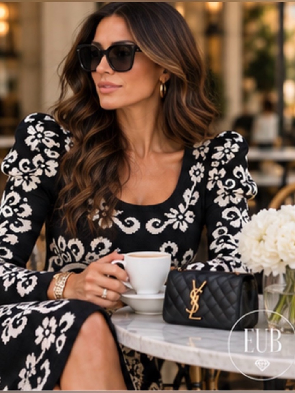 Farm Rio Cashew Mandala Knit Long Puff Sleeve Midi Dress in Black Size XXS New - Picture 10 of 16